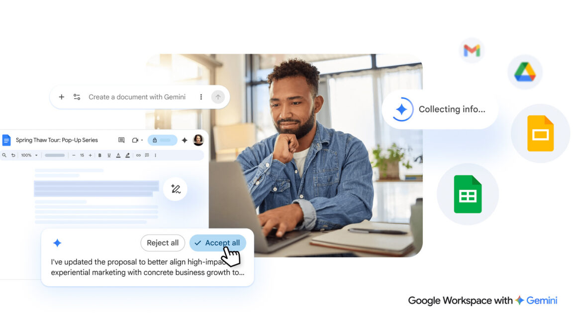 Gemini burrows deeper into Google Workspace with revamped document creation and editing